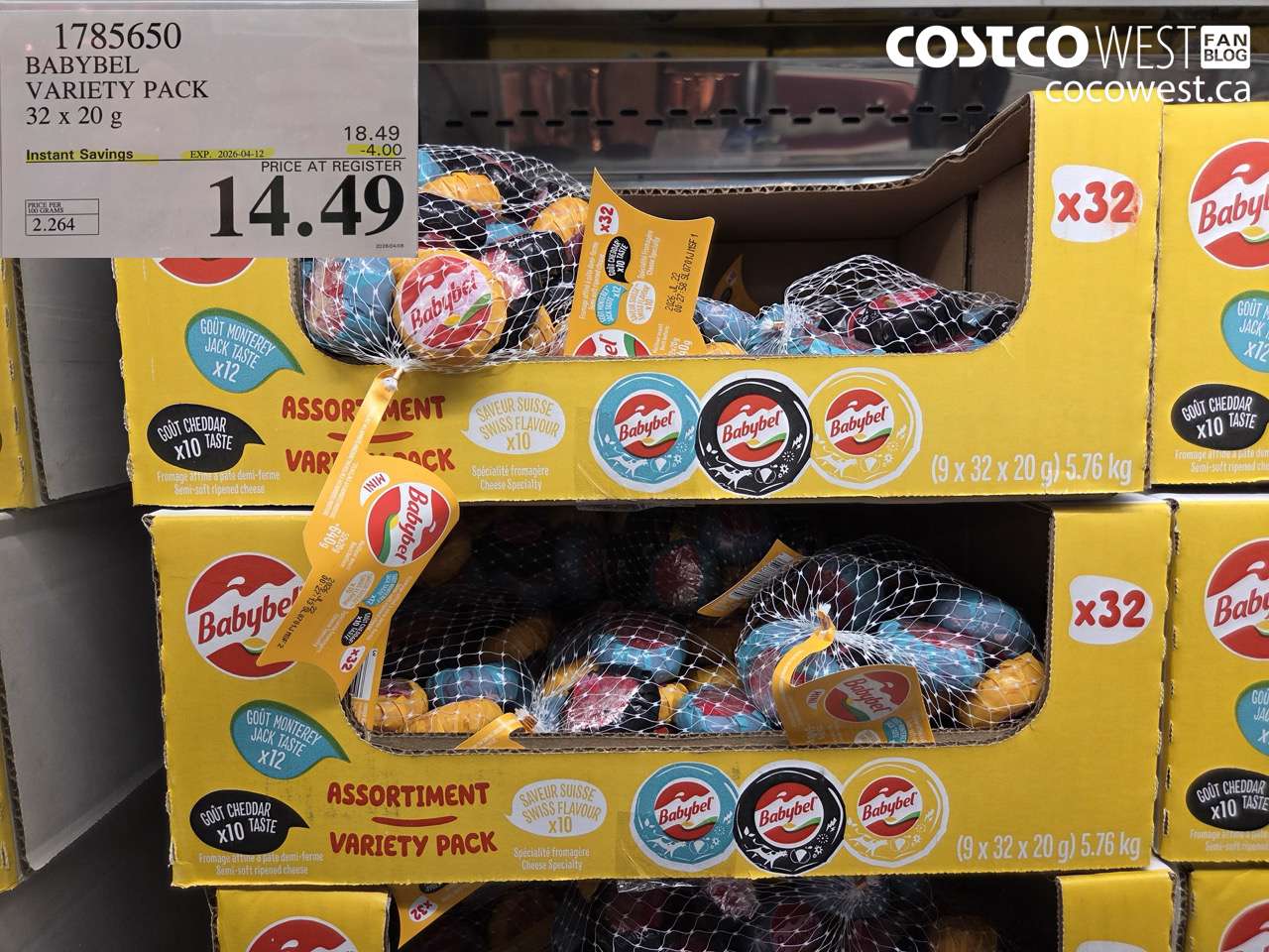 1785650 BABYBEL VARIETY PACK 32 X 20 G ($4.00 INSTANT SAVINGS EXPIRES ON 2026-04-12) $14.49