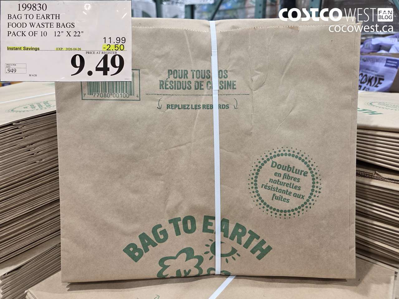 199830 BAG TO EARTH FOOD WASTE BAGS PACK OF 10 12