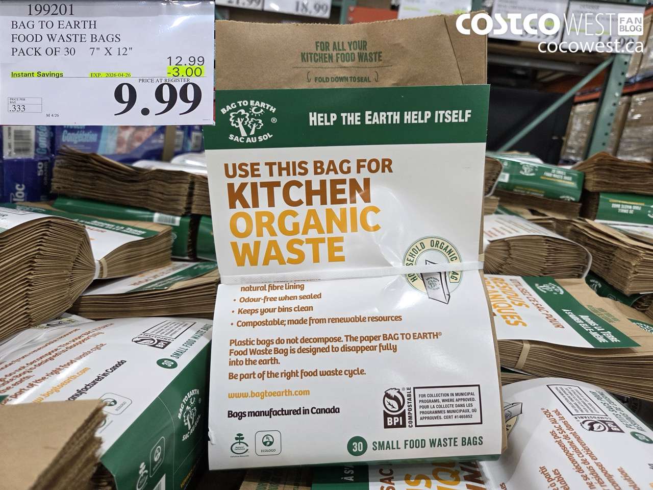 199201 BAG TO EARTH FOOD WASTE BAGS PACK OF 30 7\