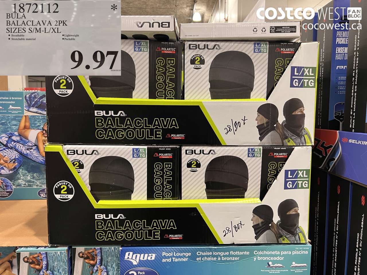 1872112 BALACLAVA 2PK SIZES S/M-L/XL $9.97