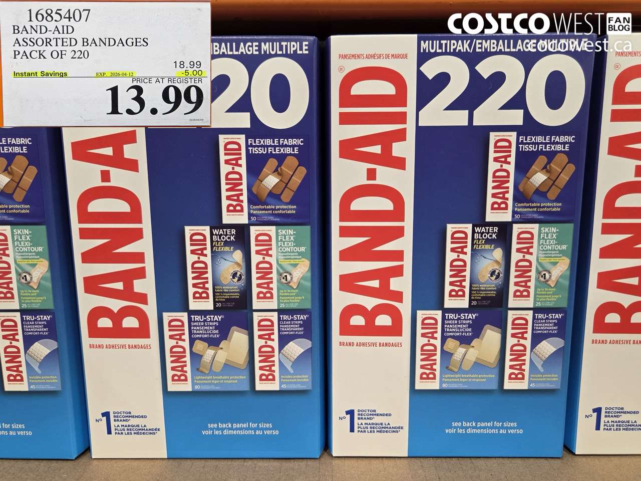 1685407 BAND-AID ASSORTED BANDAGES PACK OF 220 ($5.00 INSTANT SAVINGS EXPIRES ON 2026-04-12) $13.99