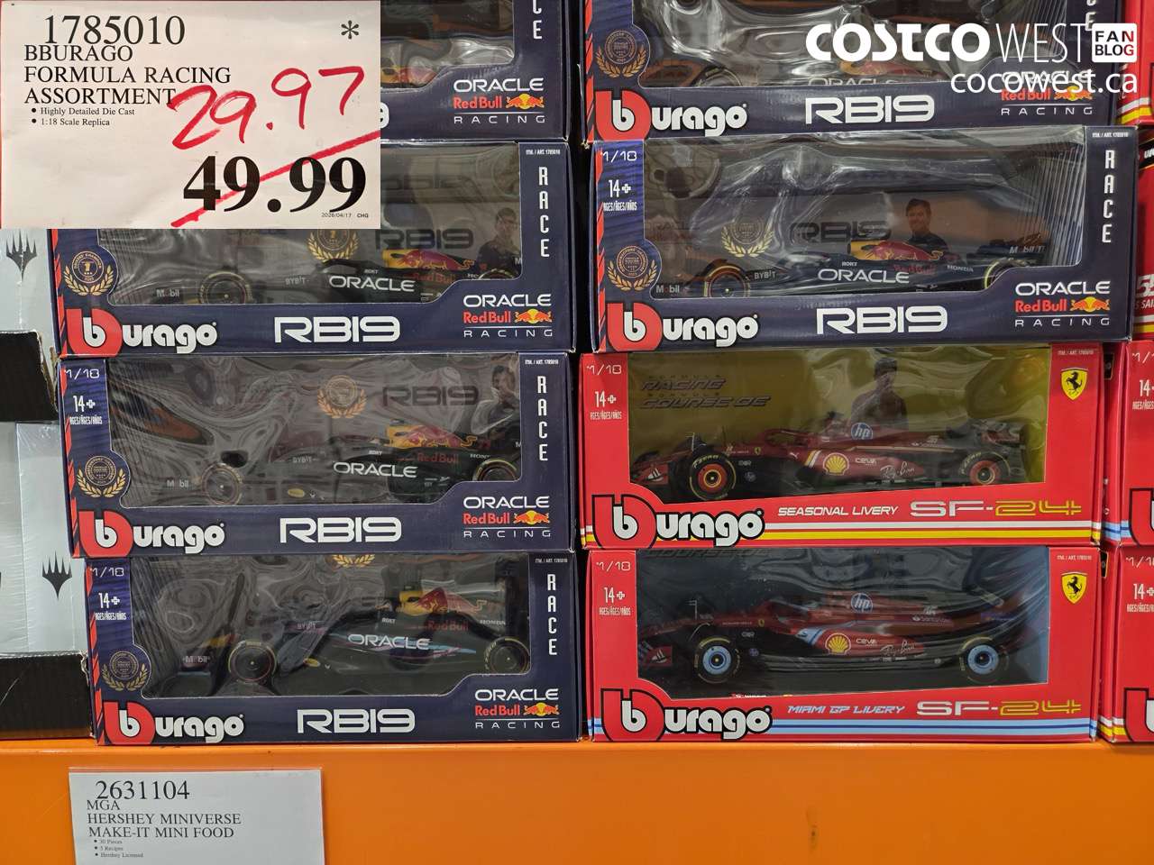 1785010 BBURAGO FORMULA RACING ASSORTMENT $29.97