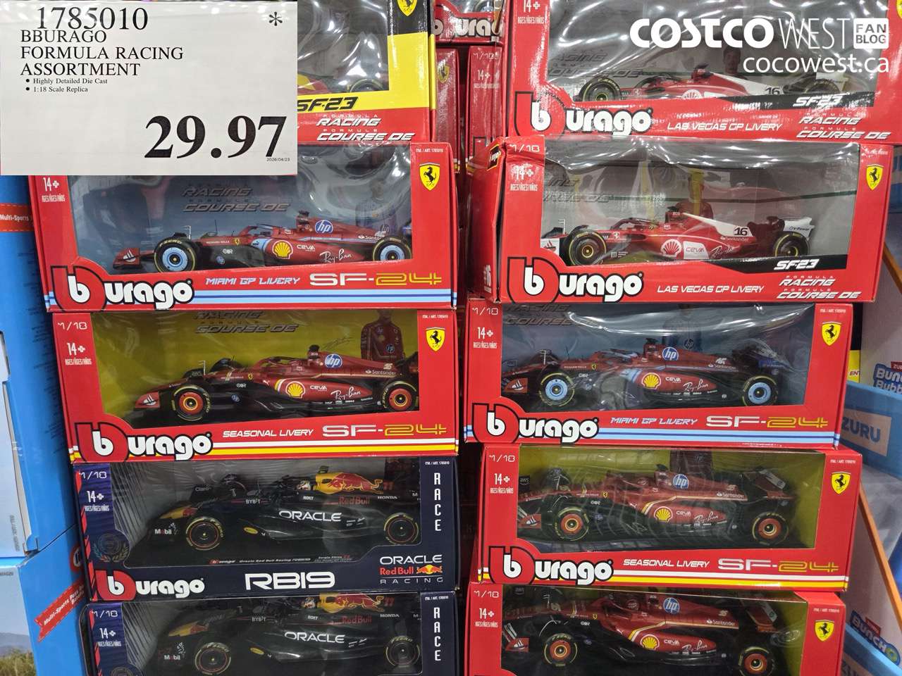 1785010 BBURAGO FORMULA RACING ASSORTMENT $29.97