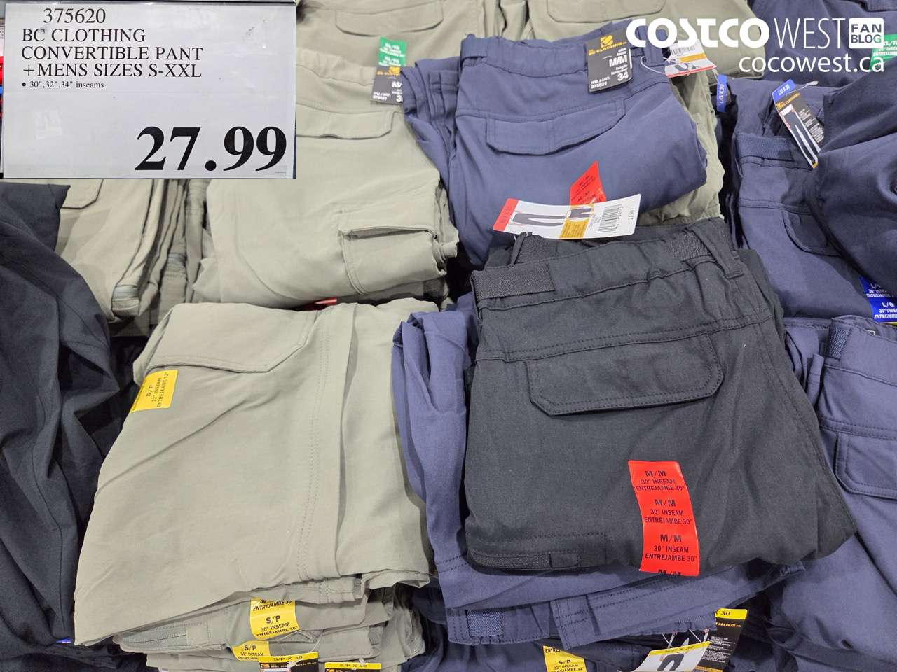 375620 BC CLOTHING CONVERTIBLE PANT +MENS SIZES S-XXL $27.99