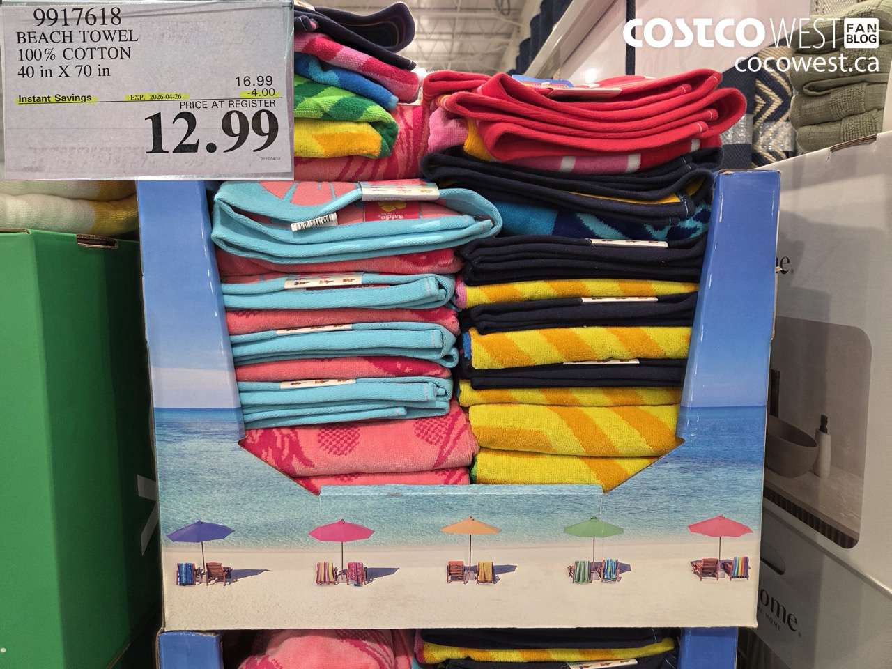 9917618 BEACH TOWEL 100% COTTON 40 IN X 70 IN ($4.00 INSTANT SAVINGS EXPIRES ON 2026-04-26) $12.99