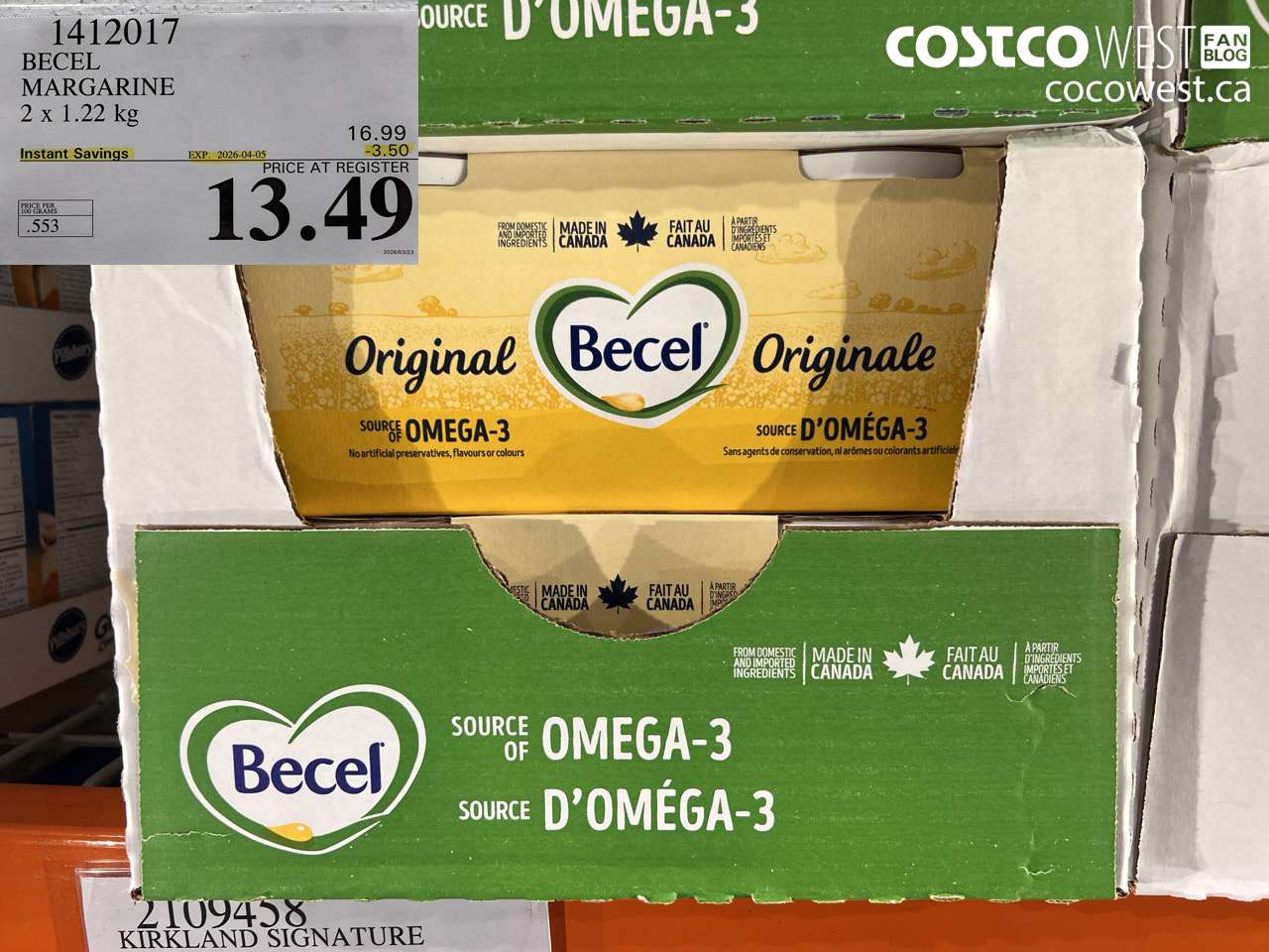 1412017 BECEL MARGARINE 2 X 1.22KG ($3.50 INSTANT SAVINGS EXPIRES ON 2026-04-05) $13.49