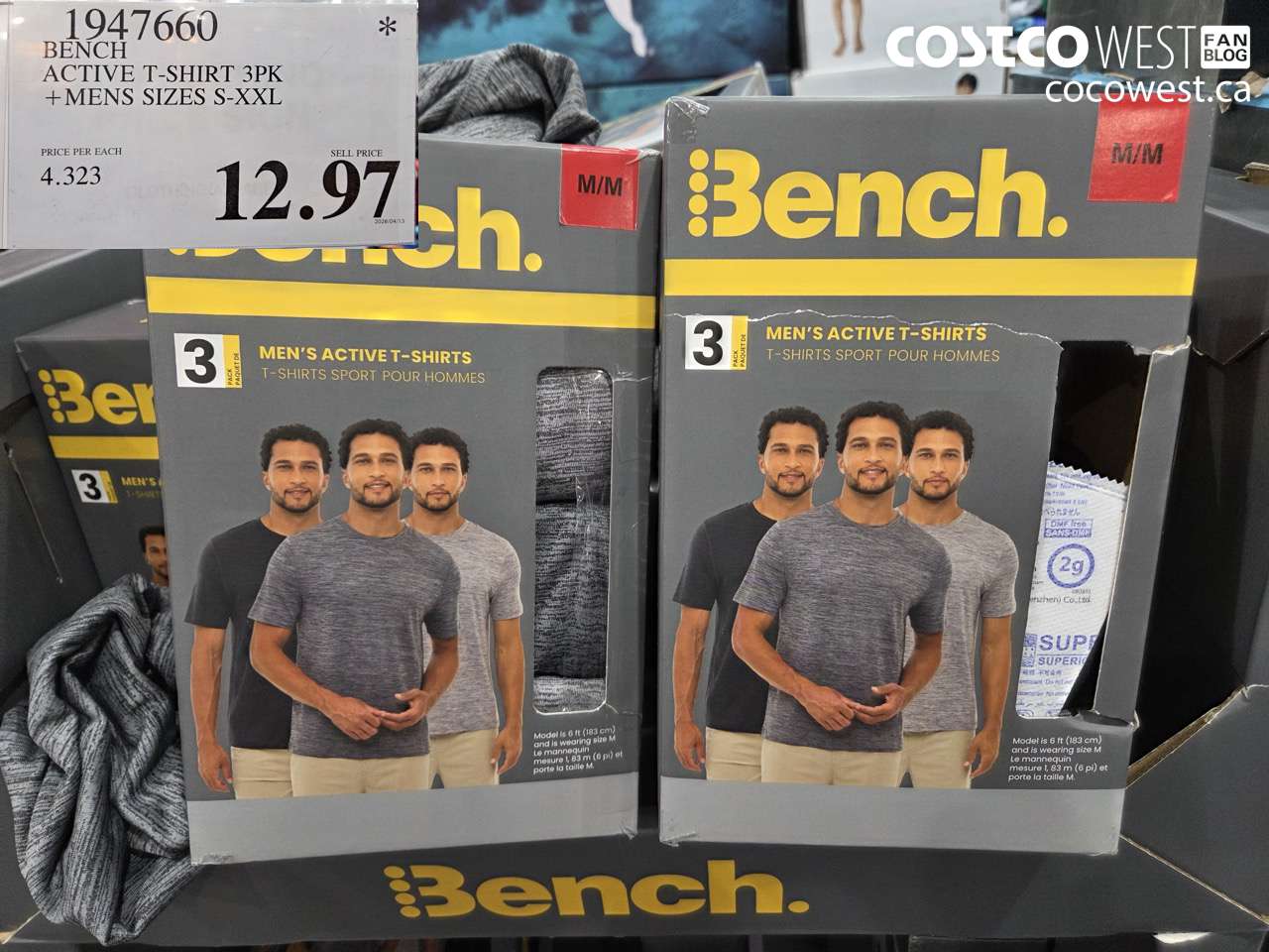 1947660 BENCH ACTIVE T-SHIRT 3PK + MENS SIZES S-XXL $12.97