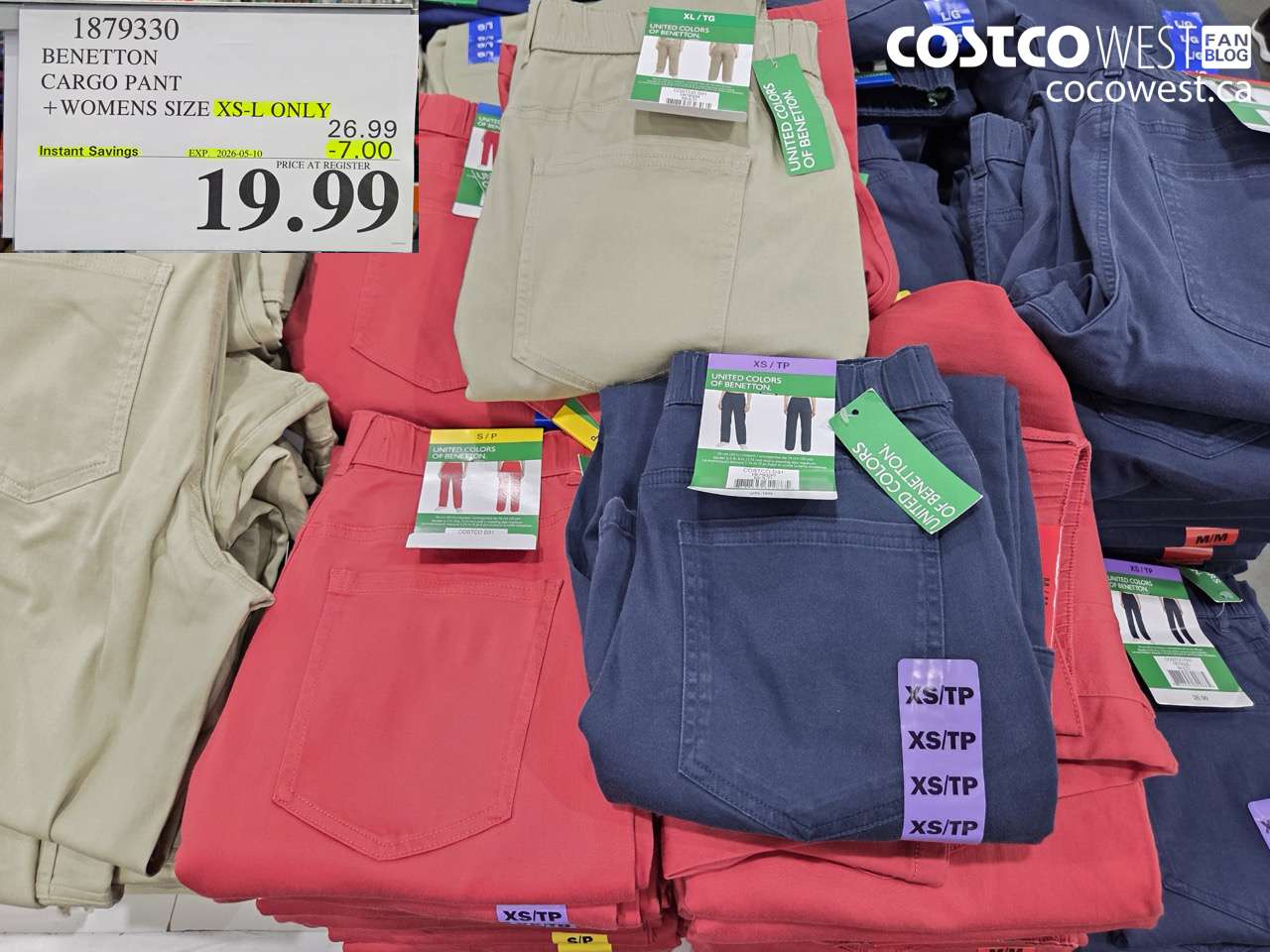 1879330 BENETTON CARGO PANT + WOMENS SIZE XS-L ONLY ($7.00 INSTANT SAVINGS EXPIRES ON 2026-05-10) $19.99