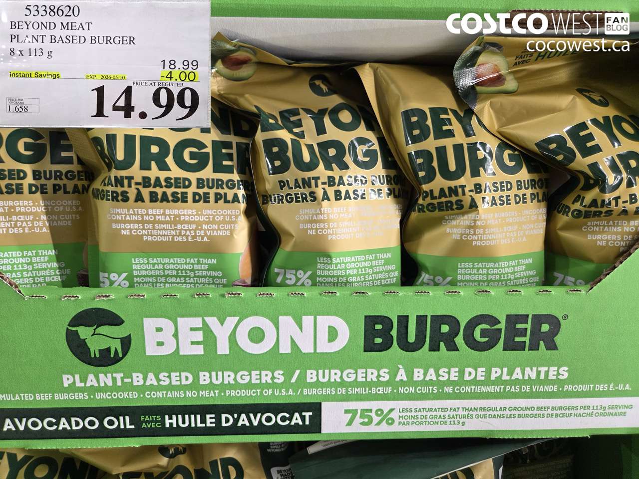 5338620 BEYOND MEAT PLANT BASED BURGER 8 X 113G ($4.00 INSTANT SAVINGS EXPIRES ON 2026-05-10) $14.99