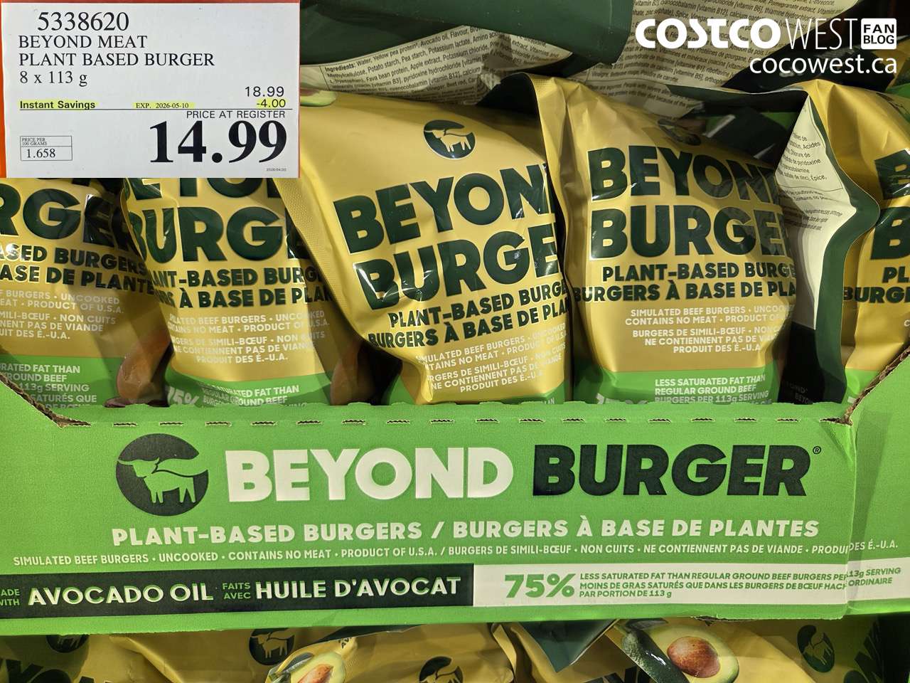 5338620 BEYOND MEAT PLANT BASED BURGER 8 X 113G ($4.00 INSTANT SAVINGS EXPIRES ON 2026-05-10) $14.99