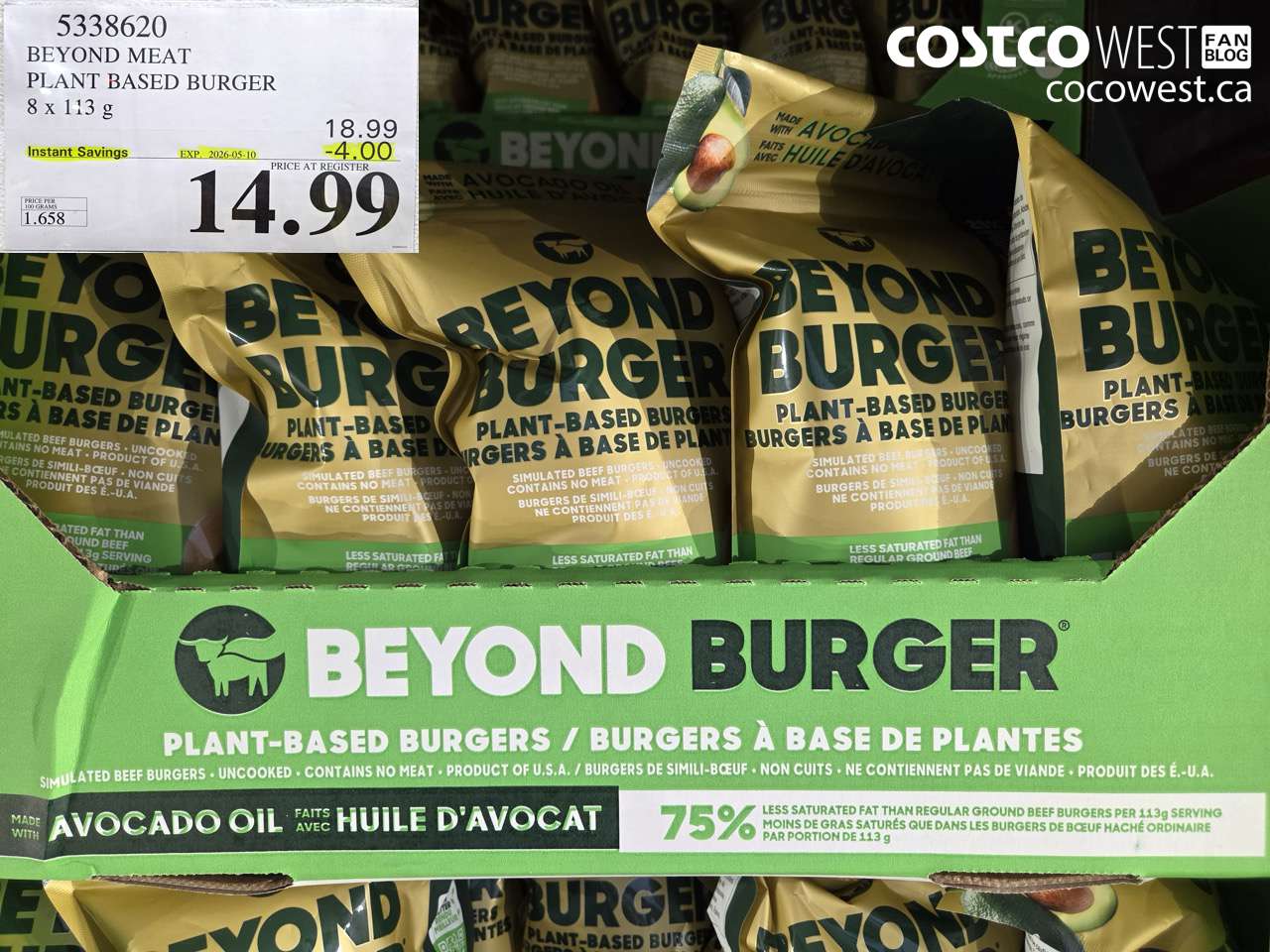 5338620 BEYOND MEAT PLANT BASED BURGER 8 X 113G ($4.00 INSTANT SAVINGS EXPIRES ON 2026-05-10) $14.99