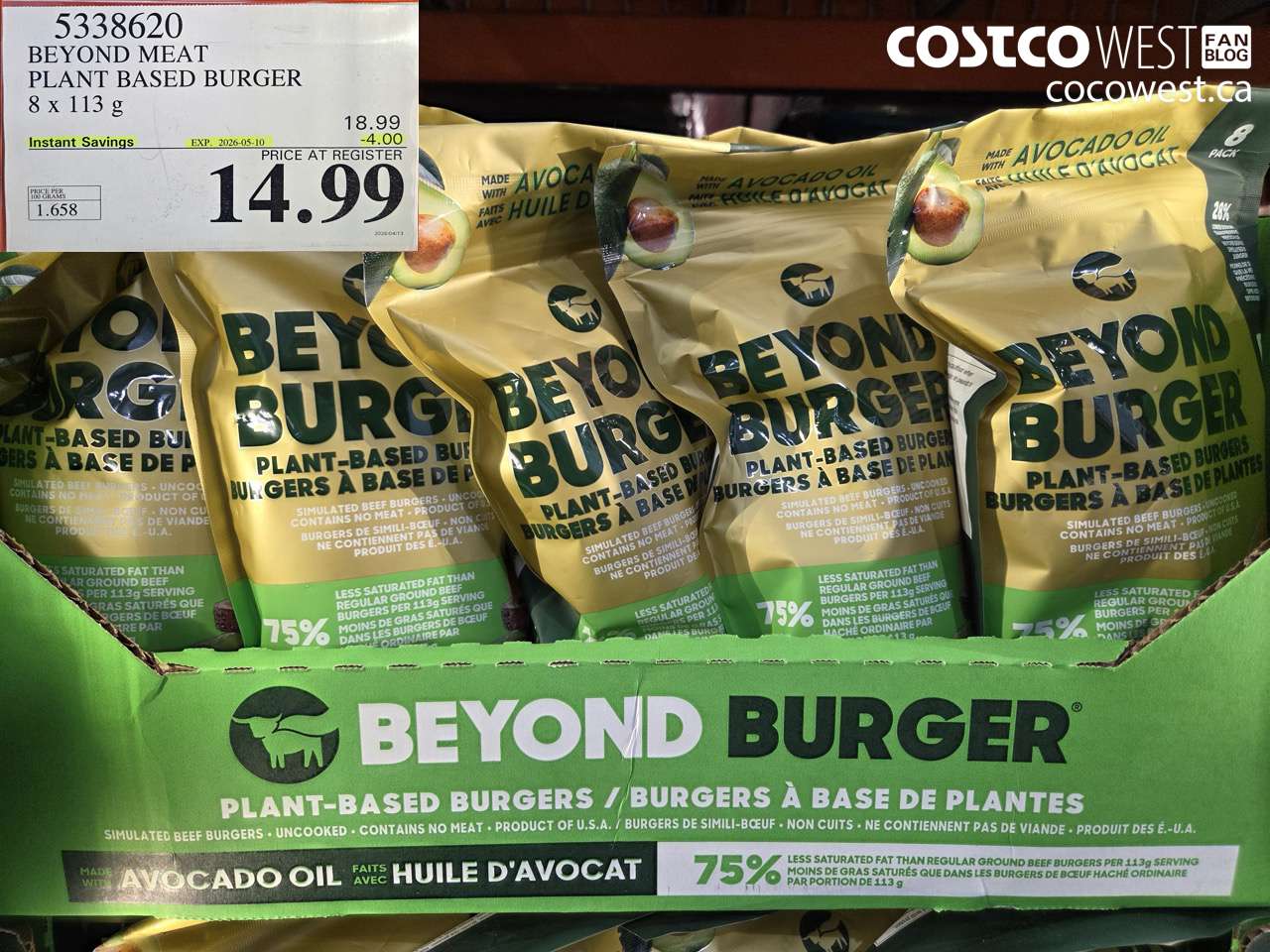 5338620 BEYOND MEAT PLANT BASED BURGER 8 X 113 G ($4.00 INSTANT SAVINGS EXPIRES ON 2026-05-10) $14.99
