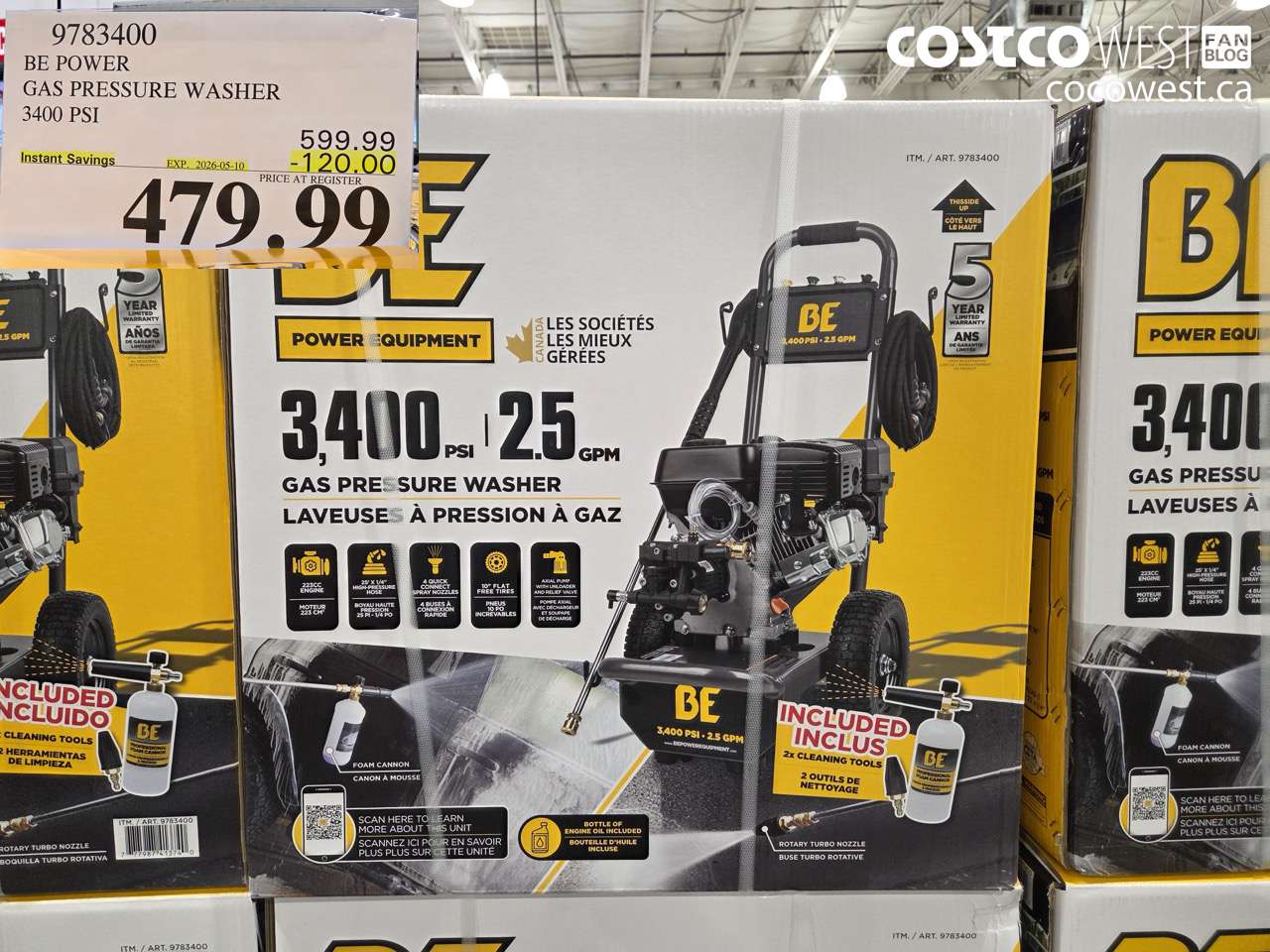 9783400 BE POWER GAS PRESSURE WASHER 3400 PSI ($120.00 INSTANT SAVINGS EXPIRES ON 2026-05-10) $479.99