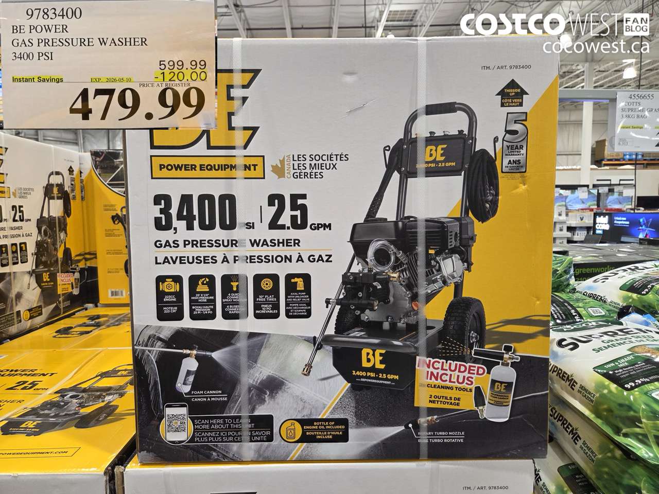 9783400 BE POWER GAS PRESSURE WASHER 3400 PSI ($120.00 INSTANT SAVINGS EXPIRES ON 2026-05-10) $479.99