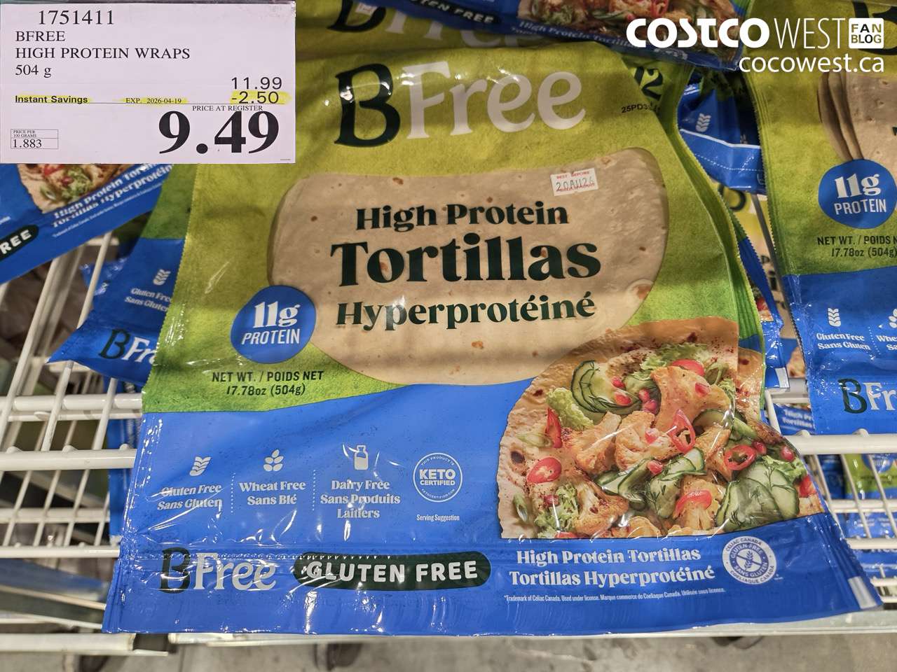 17514111 BFREE HIGH PROTEIN WRAPS 504G ($2.50 INSTANT SAVINGS EXPIRES ON 2026-04-19) $9.49