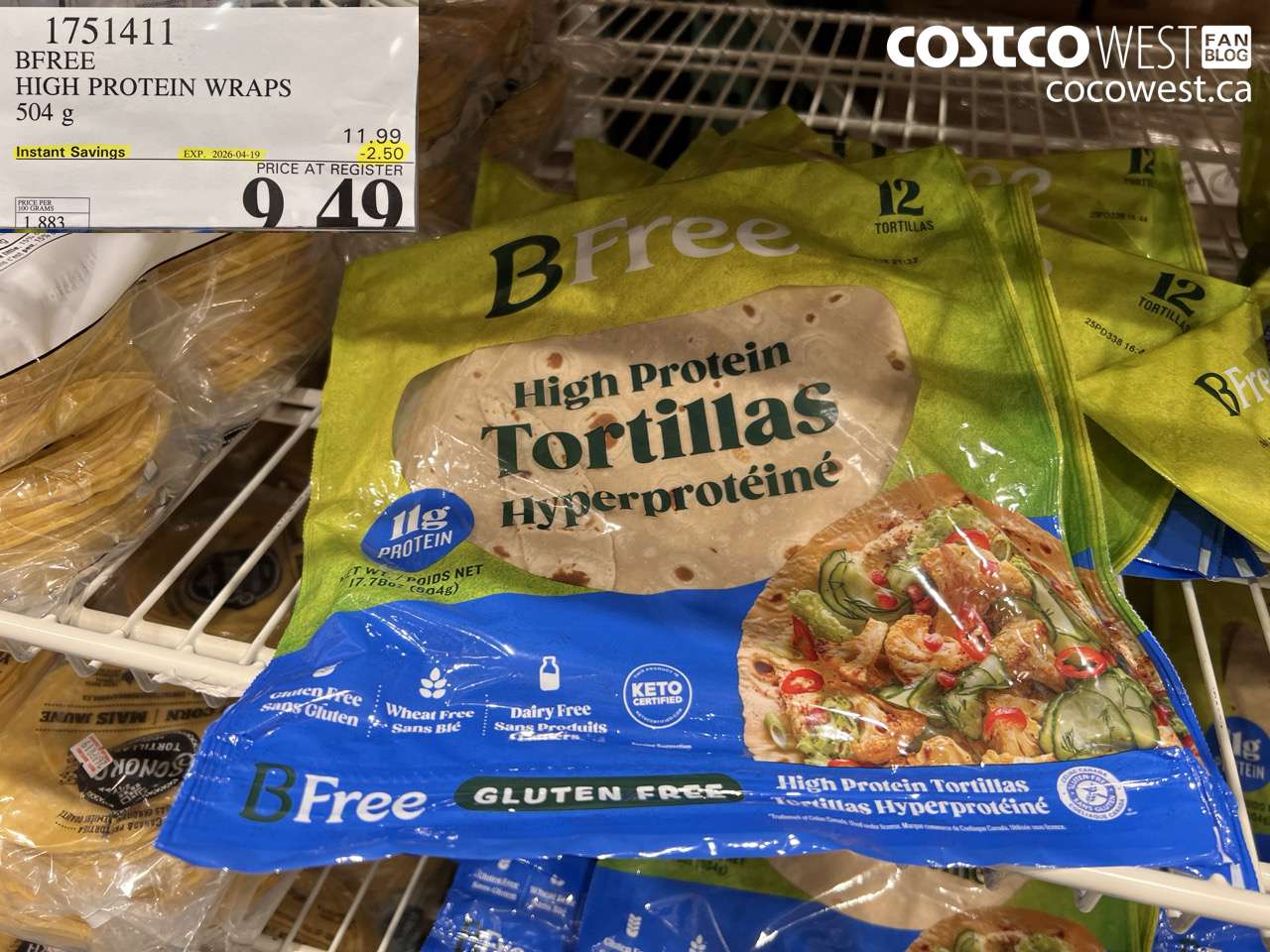 1751411 BFREE HIGH PROTEIN WRAPS 504g ($2.50 INSTANT SAVINGS EXPIRES ON 2026-04-19) $9.49