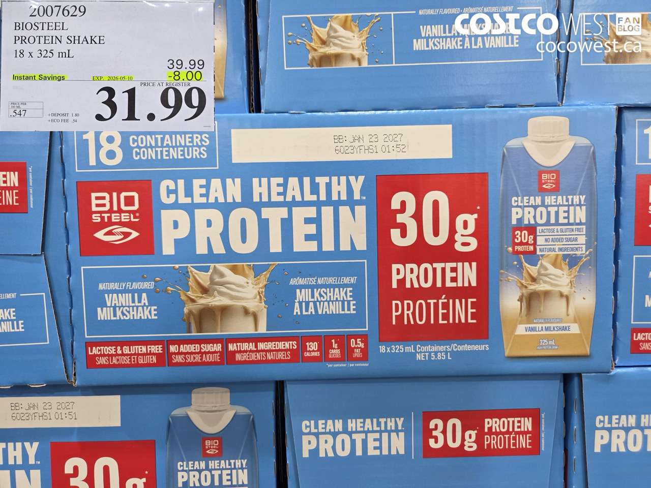 2007629 BIOSTEEL PROTEIN SHAKE 18 X 325 ML ($8.00 INSTANT SAVINGS EXPIRES ON 2026-05-10) $31.99