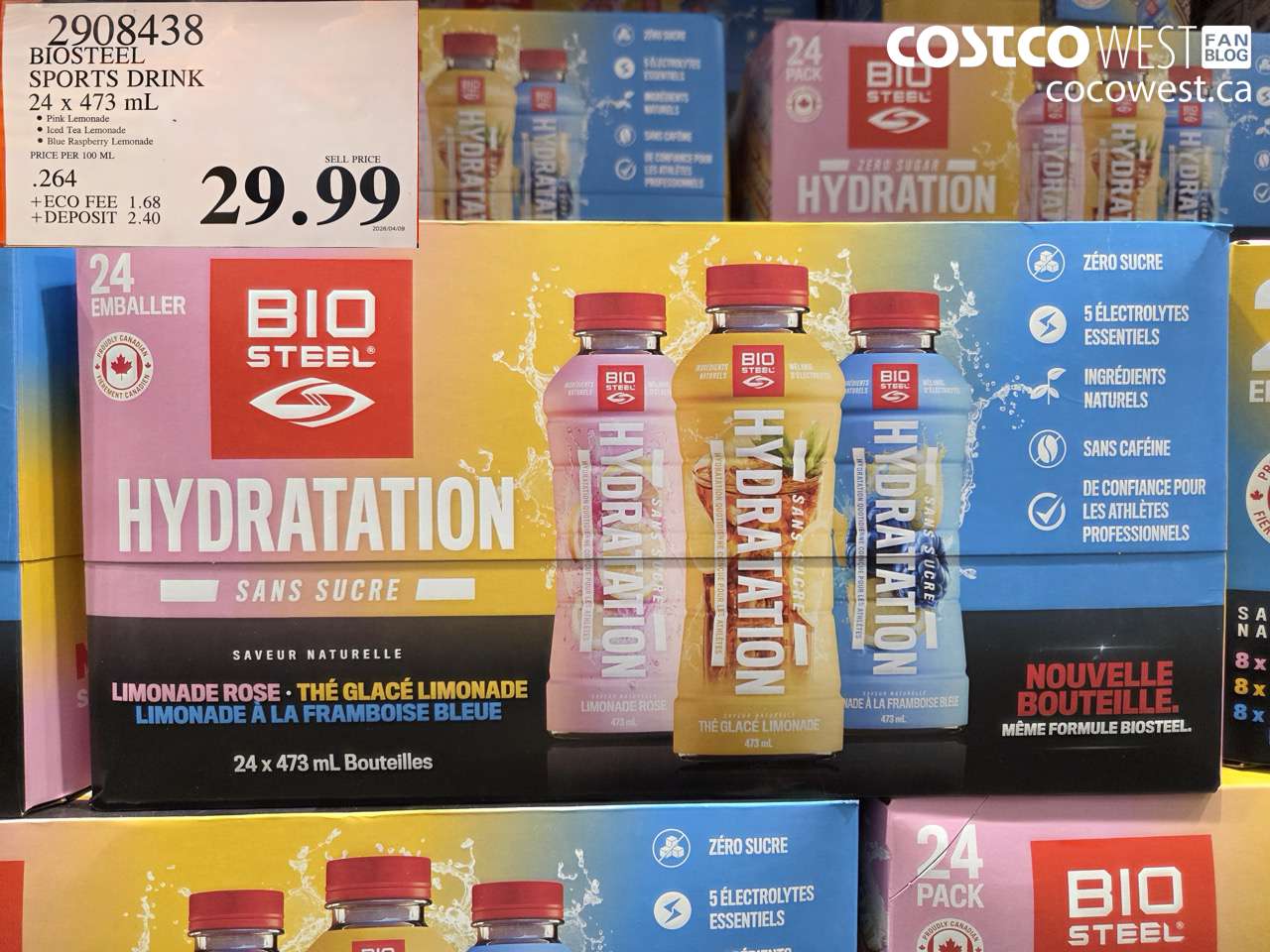 2908438 BIOSTEEL SPORTS DRINK 24 X 473 ML $29.99