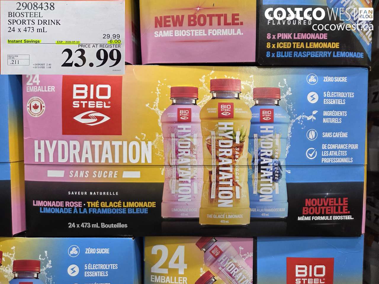 2908438 BIOSTEEL SPORTS DRINK 24 X 473 ML ($6.00 INSTANT SAVINGS EXPIRES ON 2026-05-10) $23.99