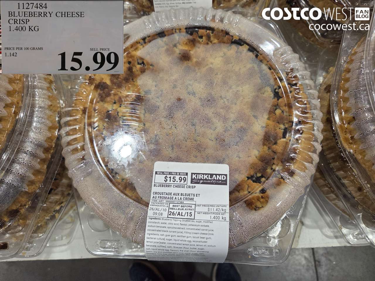 1127484 BLUEBERRY CHEESE CRISP 1.400 KG $15.99