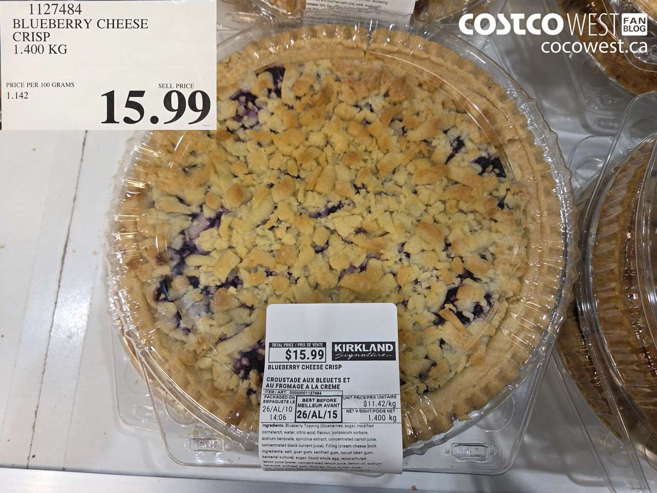 1127484 BLUEBERRY CHEESE CRISP 1.400 KG $15.99