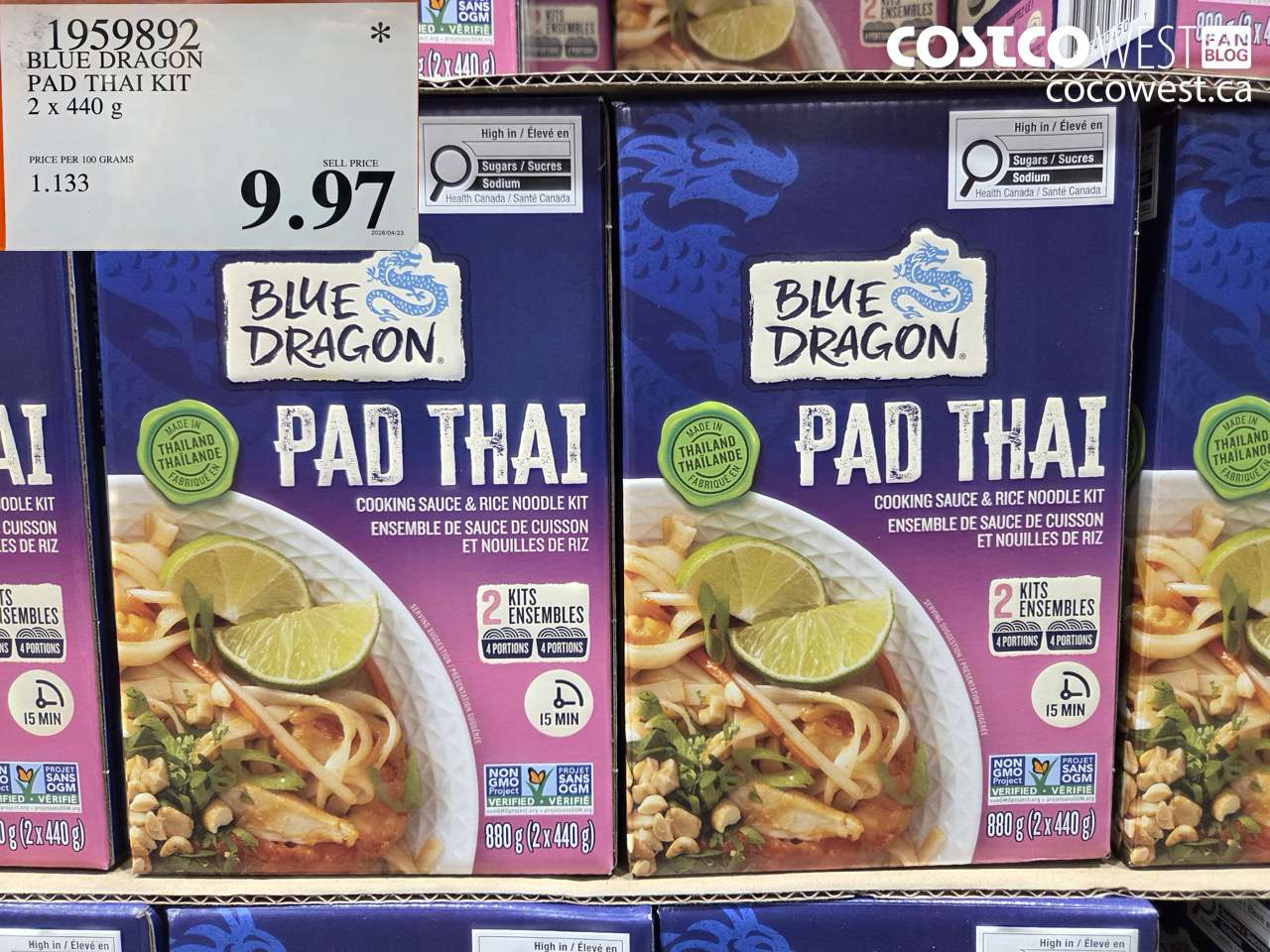 1959892 BLUE DRAGON PAD THAI KIT 2 X 440G $9.97