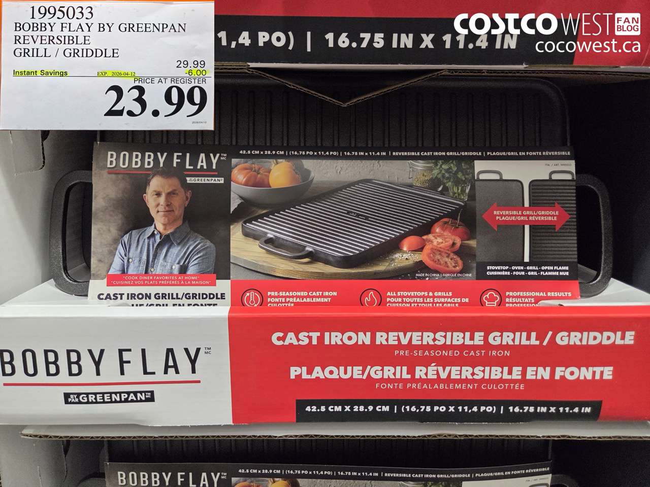 1995033 BOBBY FLAY BY GREENPAN REVERSIBLE GRILL / GRIDDLE ($6.00 INSTANT SAVINGS EXPIRES ON 2026-04-12) $23.99