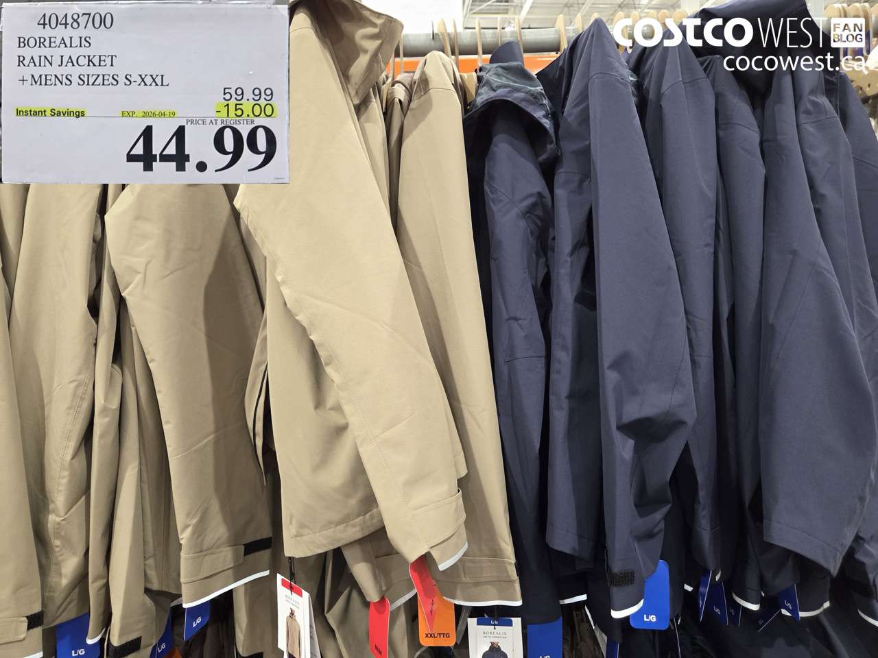 4048700 BOREALIS RAIN JACKET +MENS SIZES S-XXL ($15.00 INSTANT SAVINGS EXPIRES ON 2026-04-19) $44.99