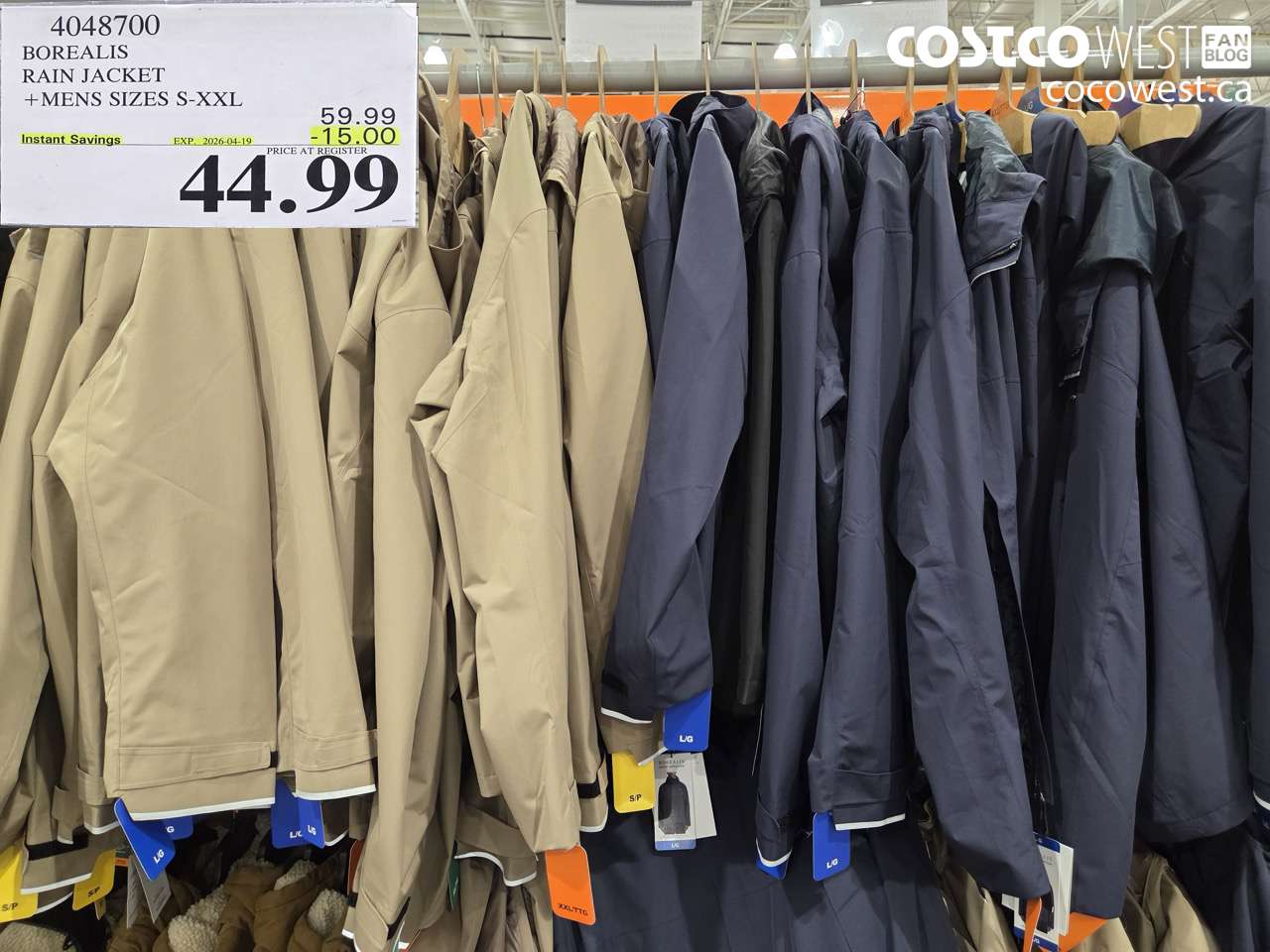 4048700 BOREALIS RAIN JACKET + MENS SIZES S-XXL ($15.00 INSTANT SAVINGS EXPIRES ON 2026-04-19) $44.99