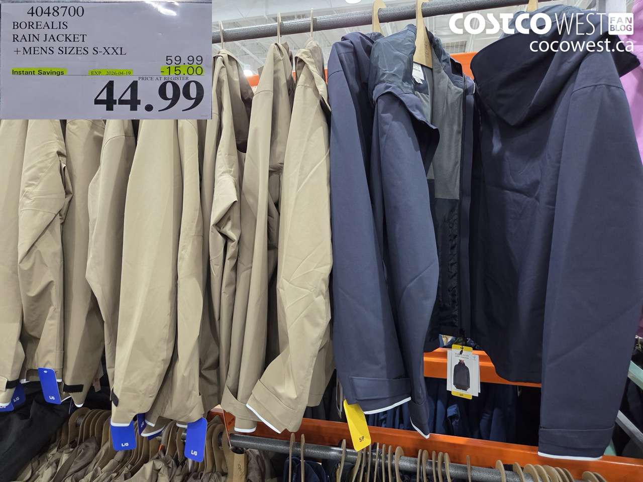 4048700 BOREALIS RAIN JACKET + MENS SIZES S-XXL ($15.00 INSTANT SAVINGS EXPIRES ON 2026-04-19) $44.99
