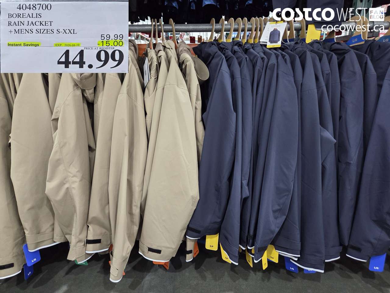 4048700 BOREALIS RAIN JACKET + MENS SIZES S-XXL ($15.00 INSTANT SAVINGS EXPIRES ON 2026-04-19) $44.99