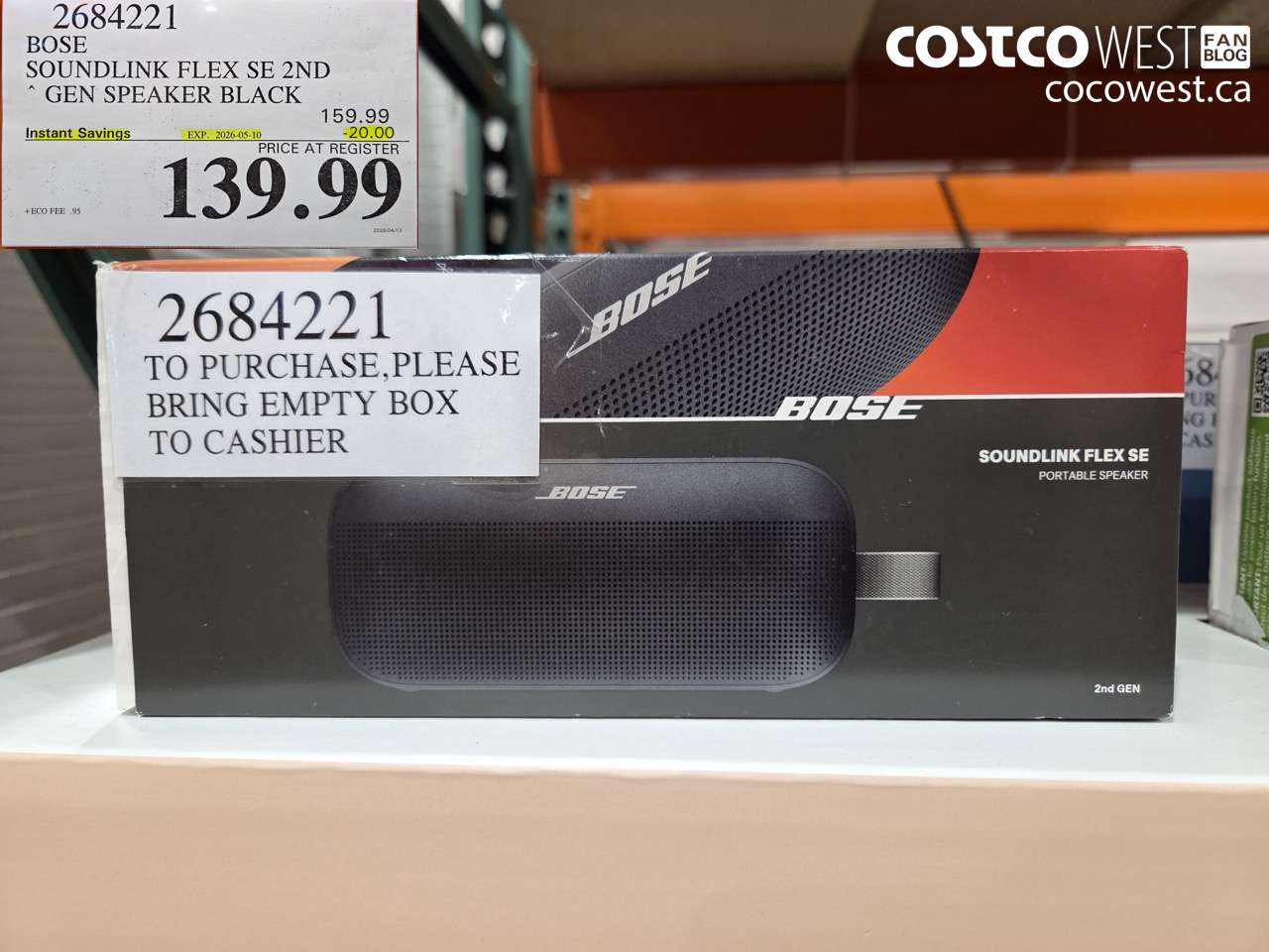 2684221 BOSE SOUNDLINK FLEX SE 2ND GEN SPEAKER BLACK ($20.00 INSTANT SAVINGS EXPIRES ON 2026-05-10) $139.99
