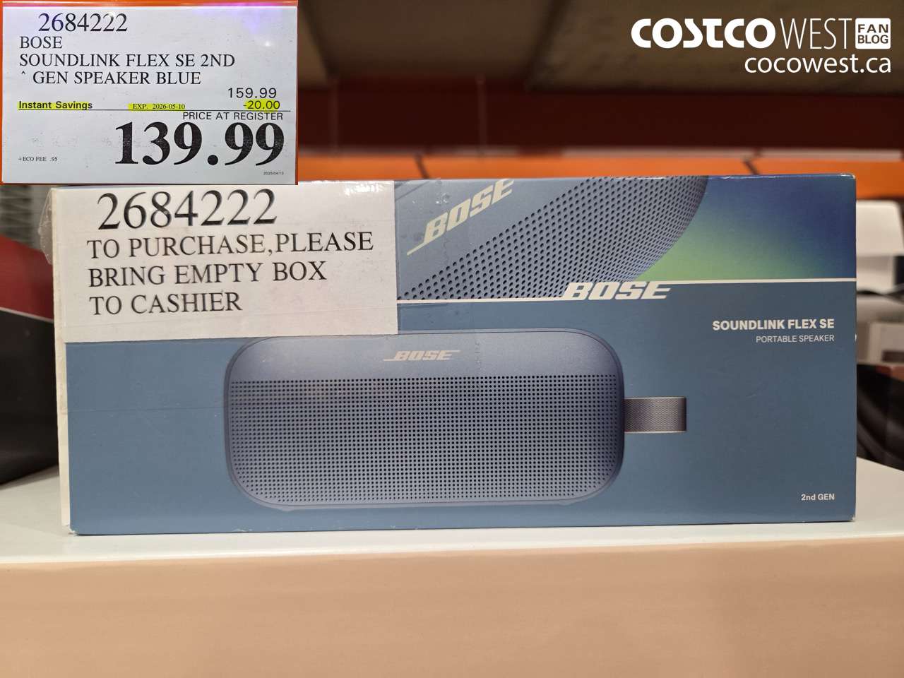 2684222 BOSE SOUNDLINK FLEX SE 2ND GEN SPEAKER BLUE ($20.00 INSTANT SAVINGS EXPIRES ON 2026-05-10) $139.99
