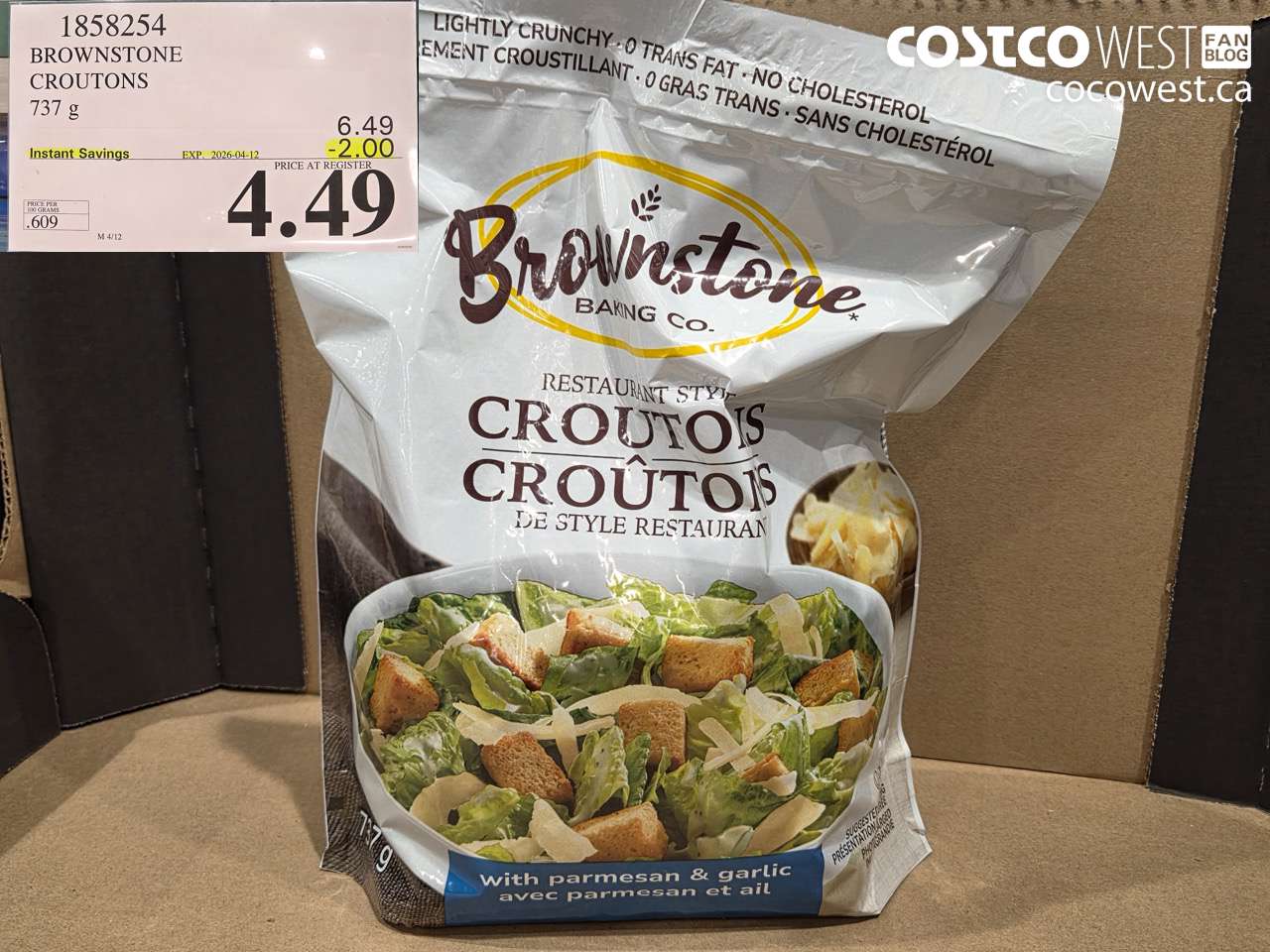 1858254 BROWNSTONE CROUTONS 737G ($2.00 INSTANT SAVINGS EXPIRES ON 2026-04-12) $4.49