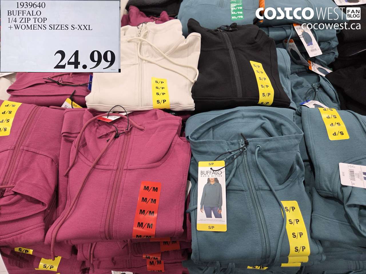 1939640 BUFFALO 1/4 ZIP TOP + WOMENS SIZES S-XXL $24.99