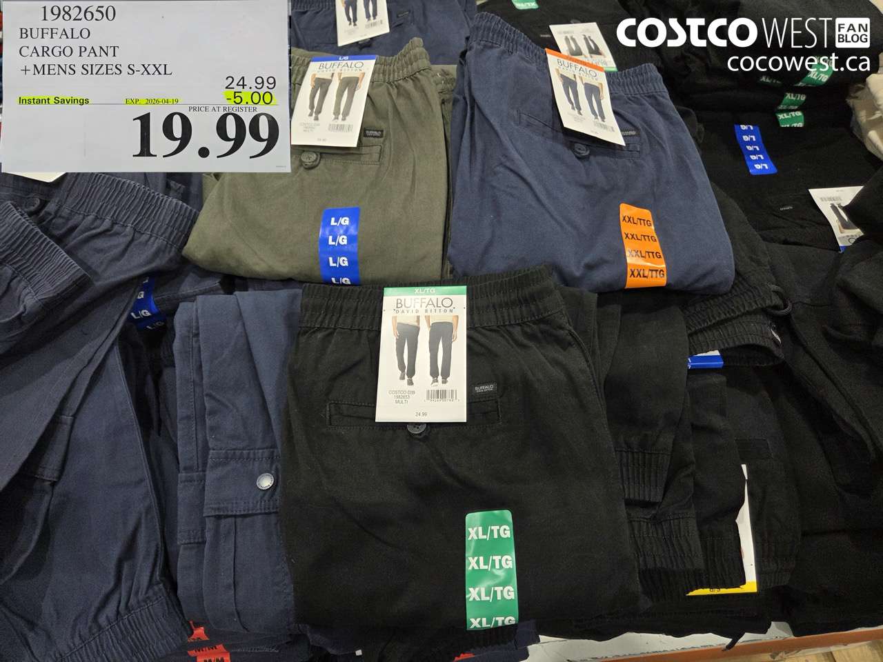 1982650 BUFFALO CARGO PANT MENS SIZES S-XXL ($5.00 INSTANT SAVINGS EXPIRES ON 2026-04-19) $19.99