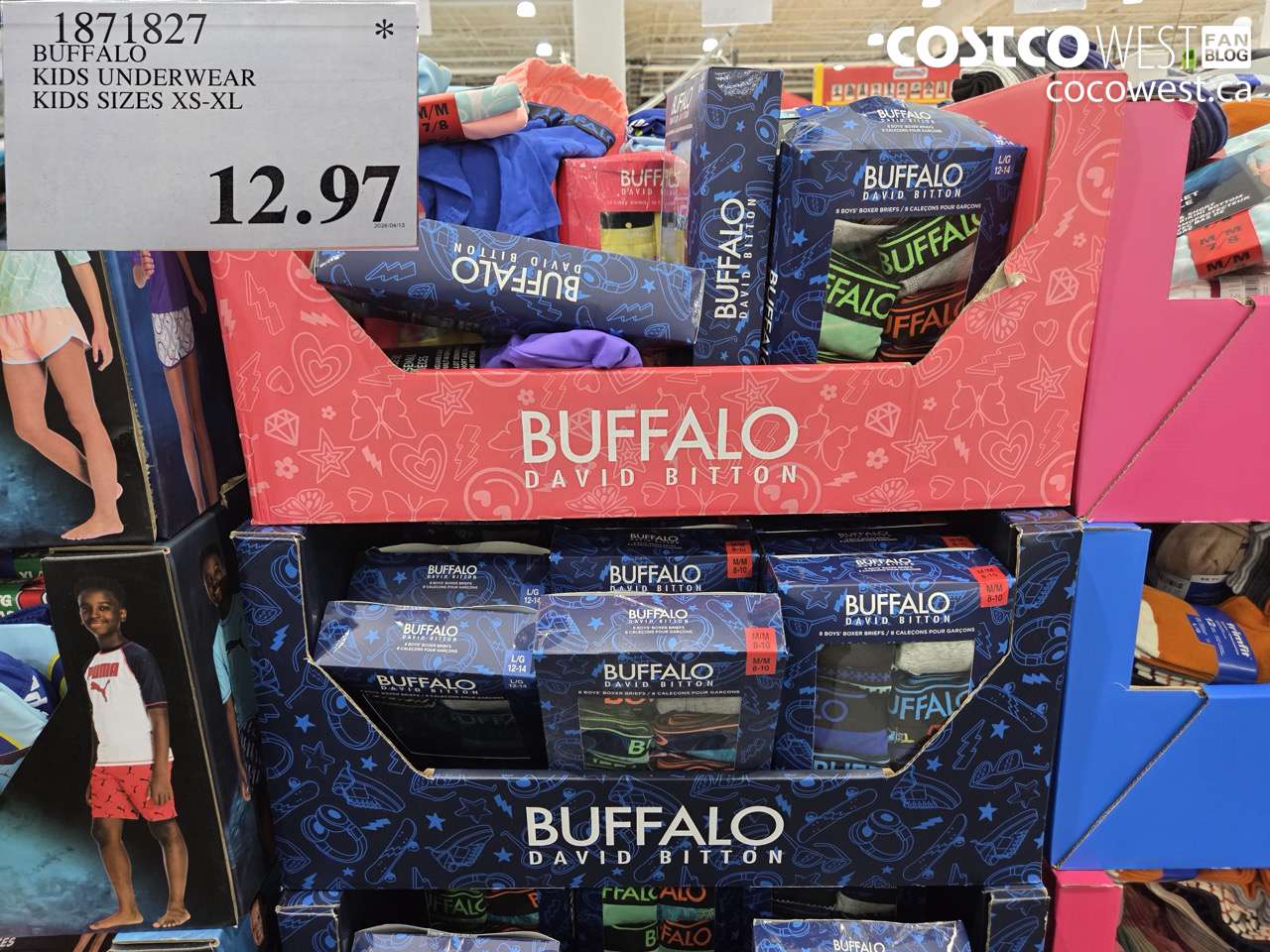 1871827 BUFFALO KIDS UNDERWEAR KIDS SIZES XS-XL $12.97