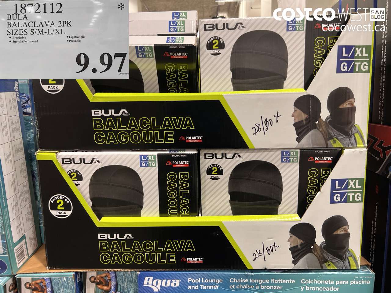 1872112 BULA BALACLAVA 2PK SIZES S/M-L/XL $9.97