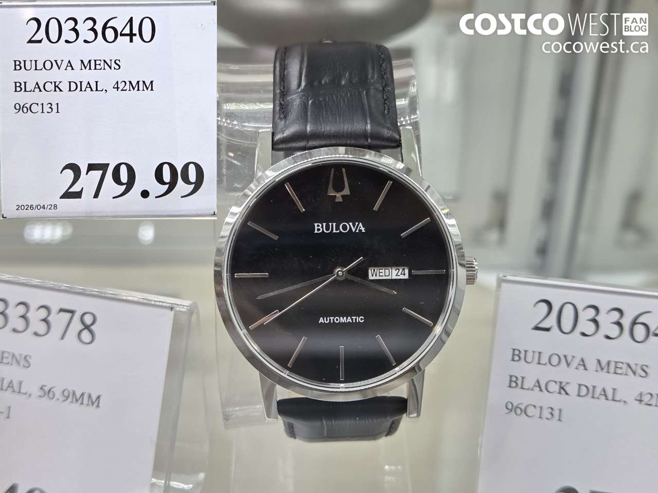 2033640 BULOVA MENS BLACK DIAL, 42MM 96C131 $279.99