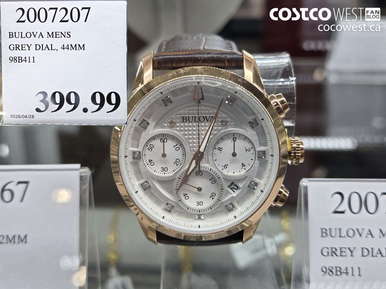 20012007 BULOVA MENS GREY DIAL, 44MM 98B411 $399.99