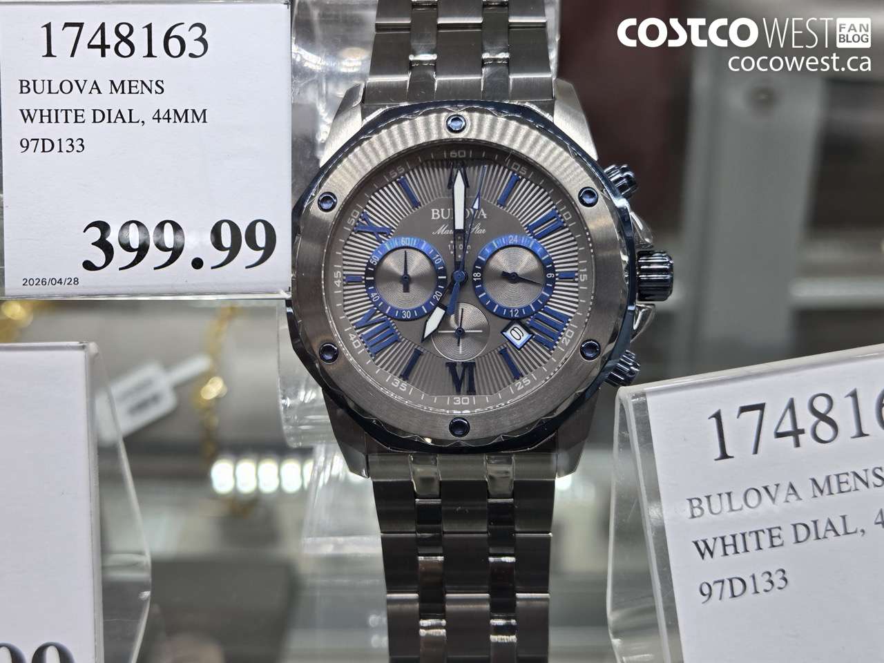 1748163 BULOVA MENS WHITE DIAL, 44MM 97D133 $399.99