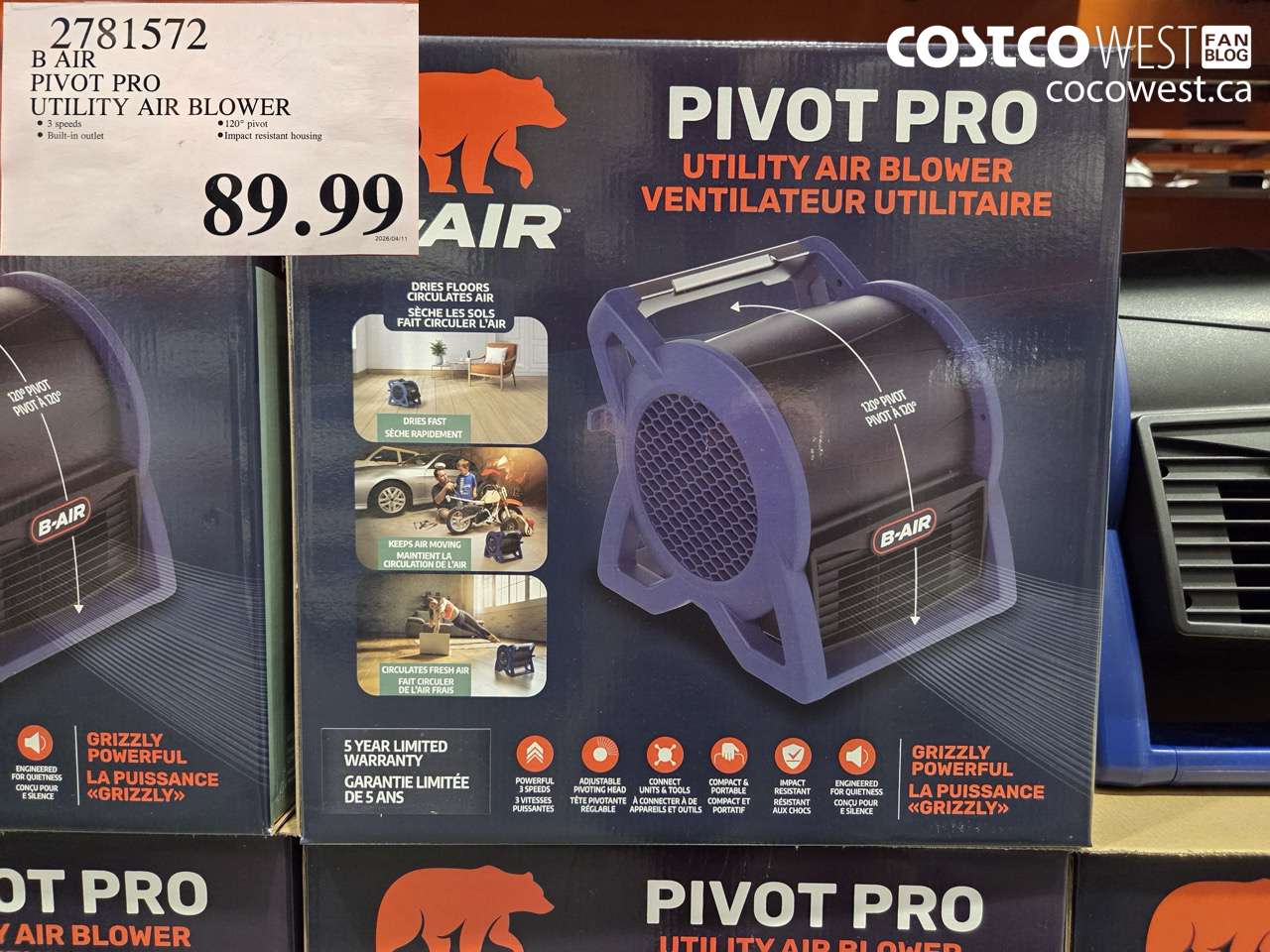 2781572 B AIR PIVOT PRO UTILITY AIR BLOWER $89.99