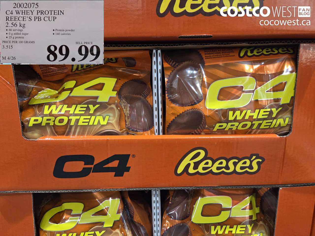 2002075 C4 WHEY PROTEIN REECE'S PB CUP 2.56 KG $89.99