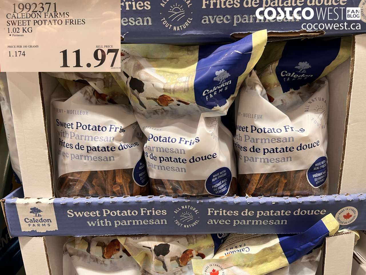 1992371 CALEDON FARMS SWEET POTATO FRIES 1.02 KG $11.97