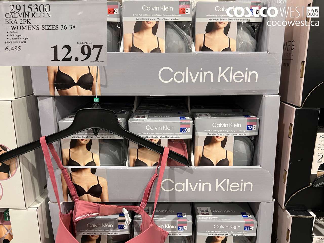 2915300 CALVIN KLEIN BRA 2PK + WOMENS SIZES 36-38 $12.97