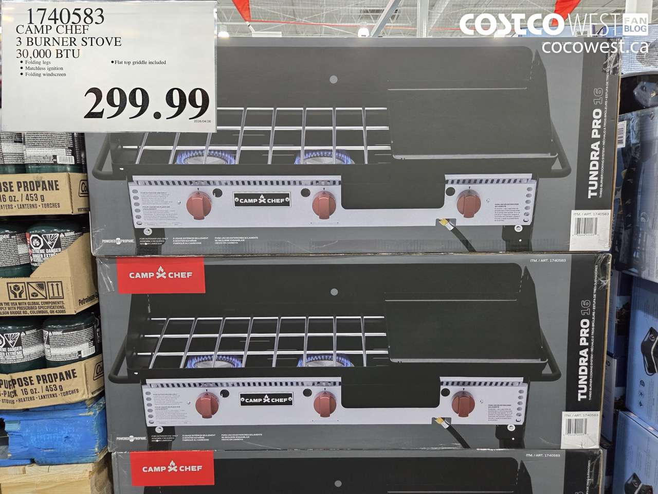 1740583 CAMP CHEF 3 BURNER STOVE 30,000 BTU $299.99