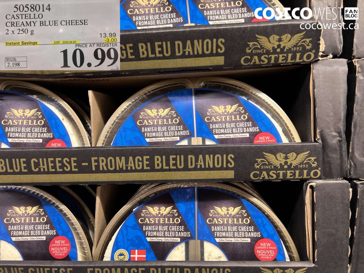 5058014 CASTELLO CREAMY BLUE CHEESE 2 X 250 G ($3.00 INSTANT SAVINGS EXPIRES ON 2026-04-05) $10.99