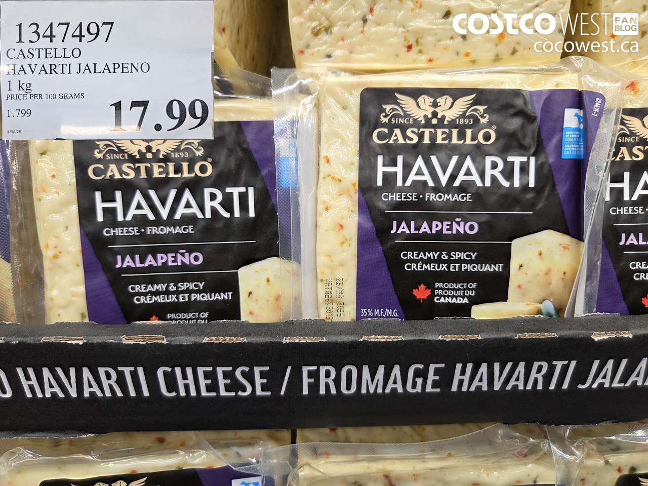 1347497 CASTELLO HAVARTI JALAPENO 1KG $17.99