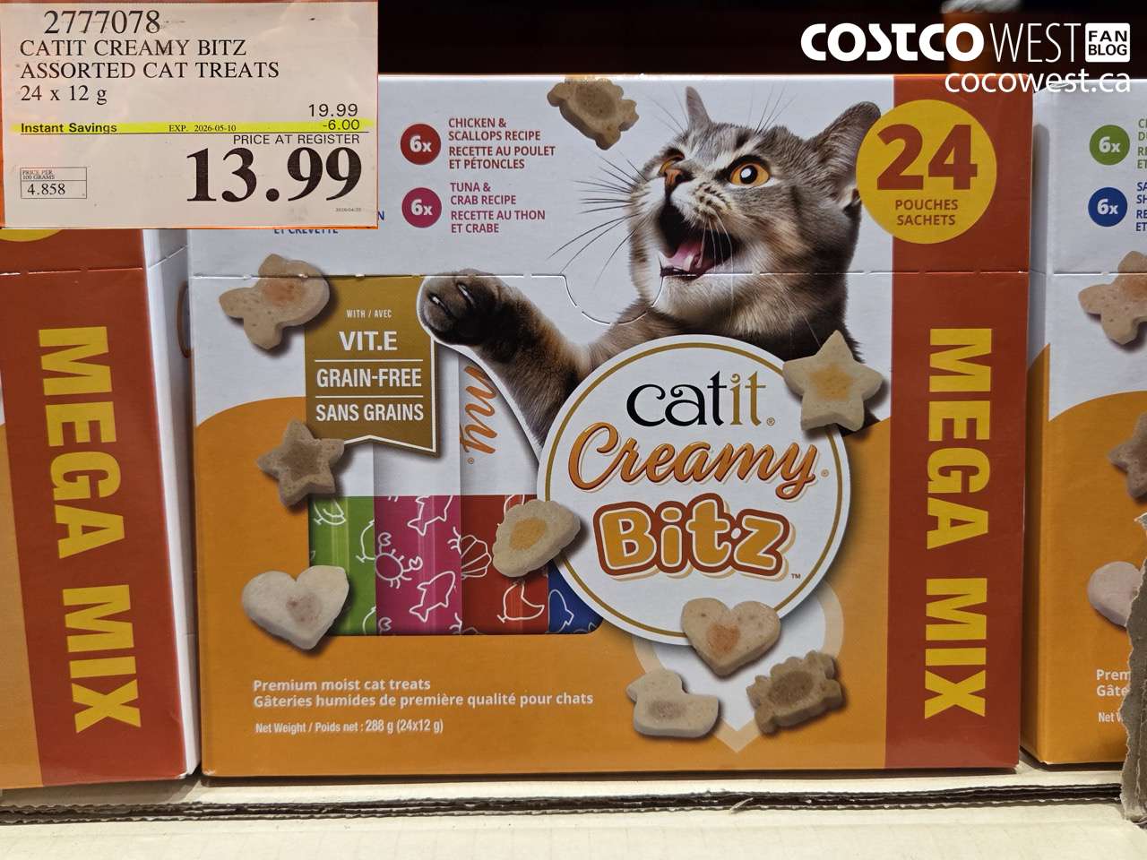 2777078 CATIT CREAMY BITZ ASSORTED CAT TREATS 24 X 12 G ($6.00 INSTANT SAVINGS EXPIRES ON 2026-05-10) $13.99