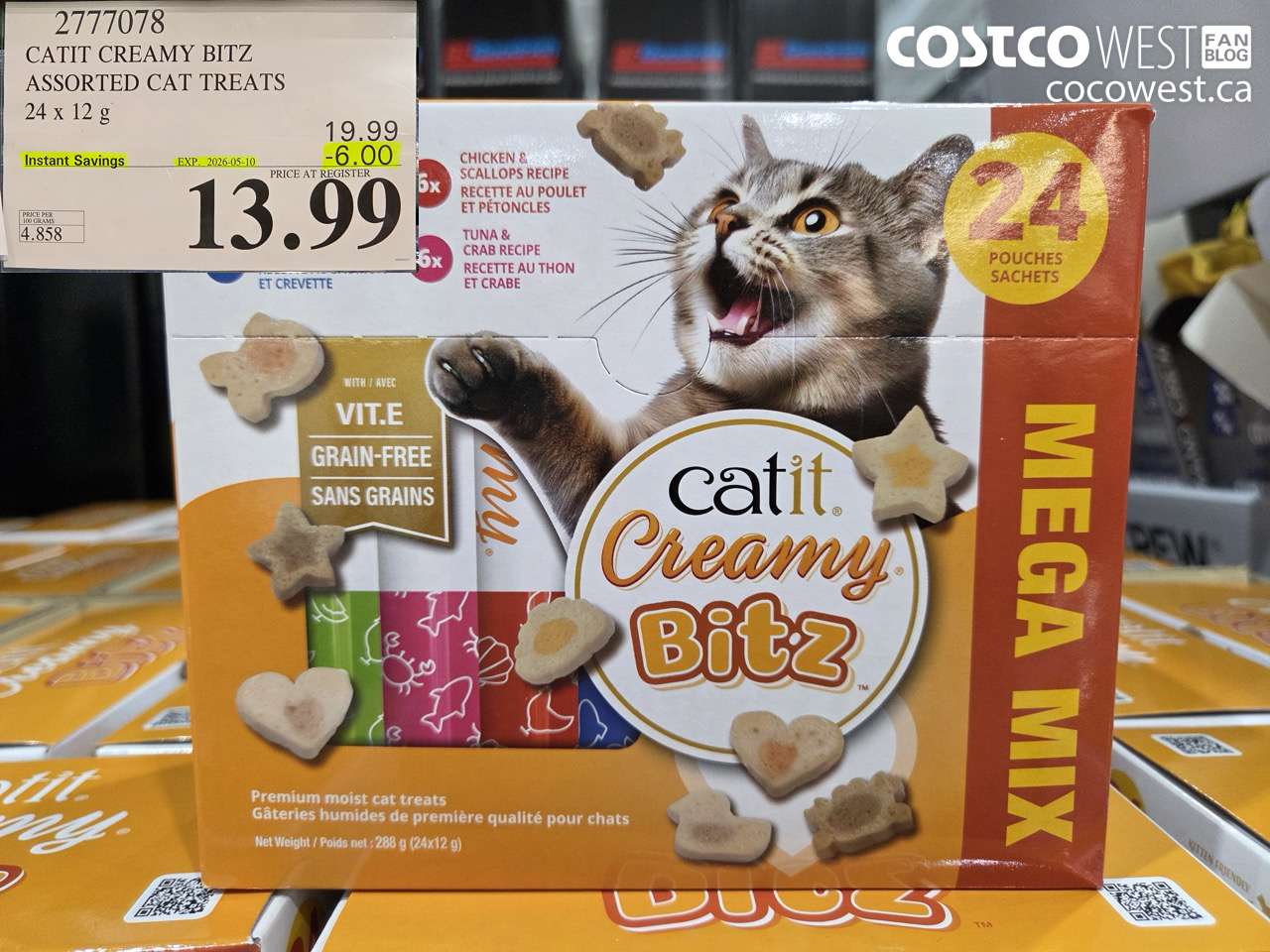 2717078 CATIT CREAMY BITZ ASSORTED CAT TREATS 24 X 12 G ($6.00 INSTANT SAVINGS EXPIRES ON 2026-05-10) $13.99